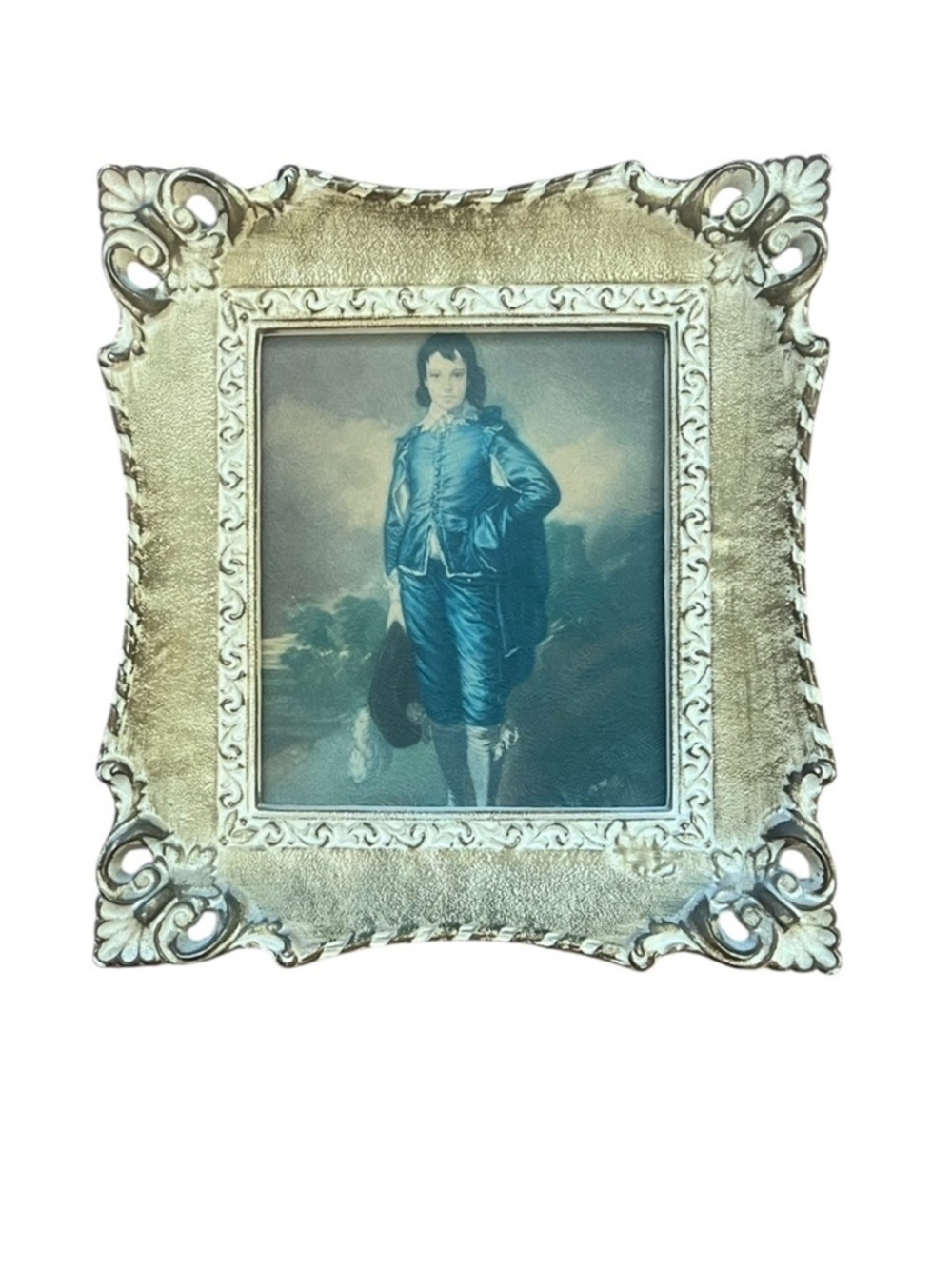 Vintage The Blue Boy Print Ornate Resin Frame Gallery Art Wall Art